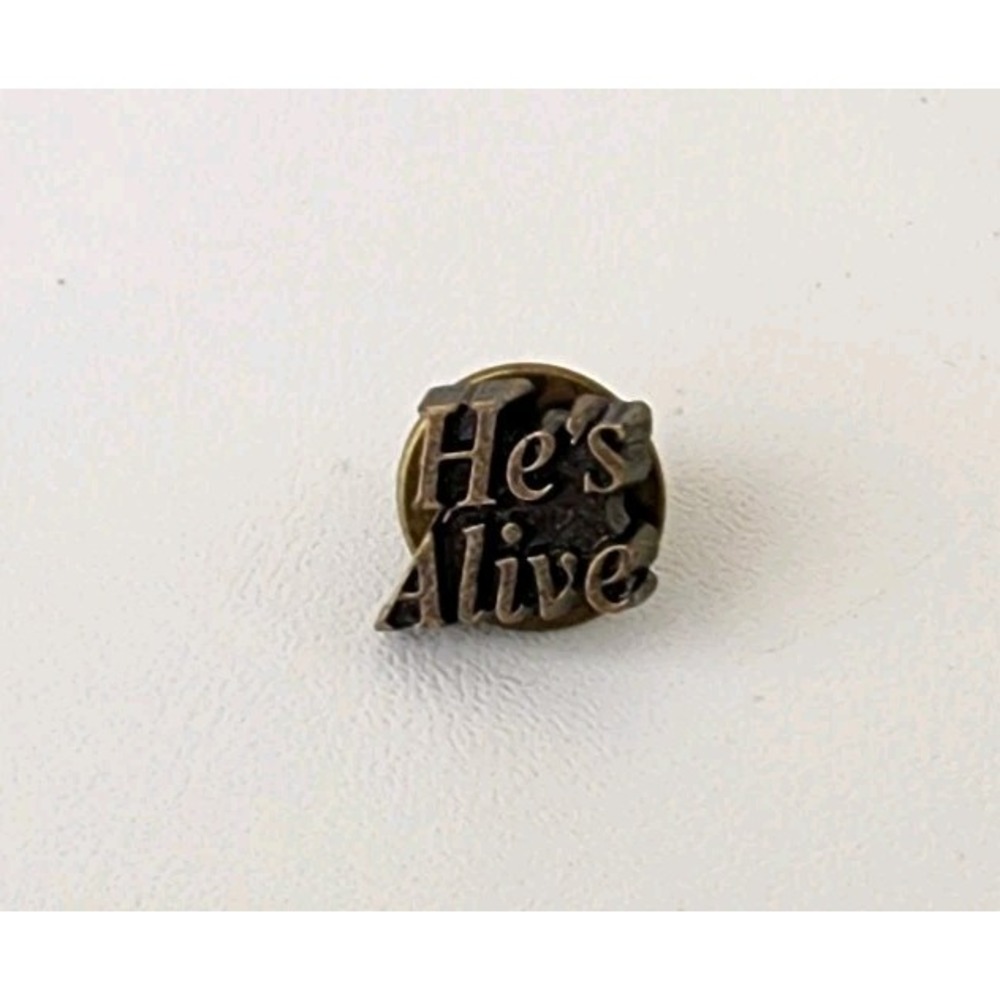 Lapel Pins Hat Pin He's Alive Gold Tone Christian